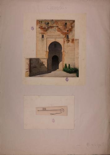 Alzado de la puerta de la Justicia de la Alhambra y llave