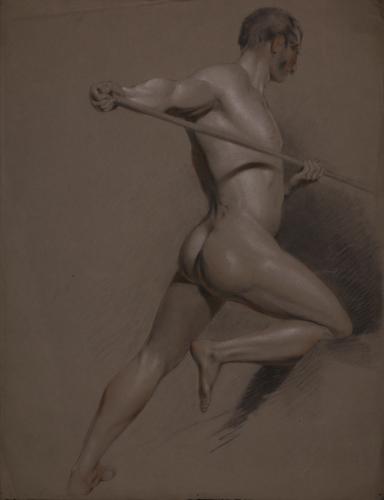 Estudio de modelo masculino desnudo con vara
