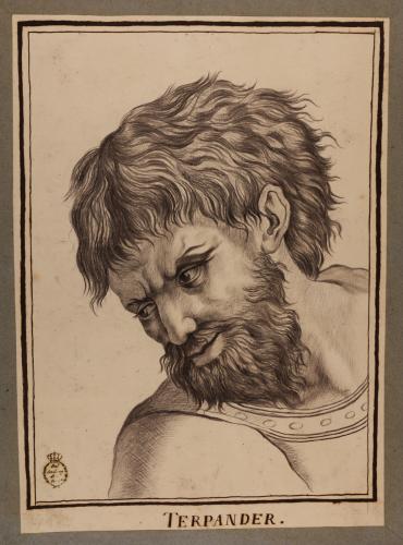 Estudio de la cabeza del llamado Terpandro, de la Escuela de Atenas de Rafael