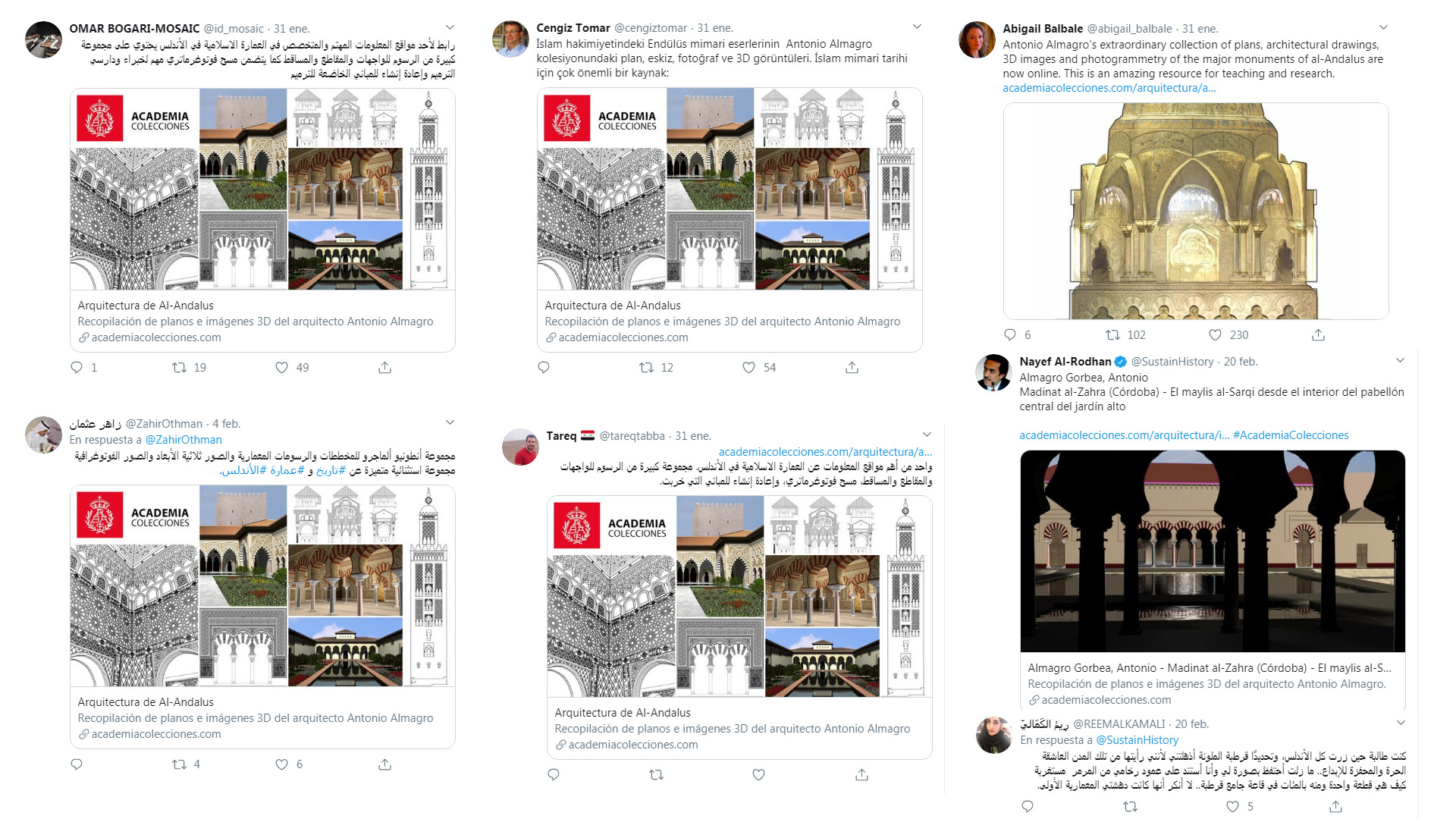 Comentarios en redes sociales sobre colección de arquitectura de Al-Andalus