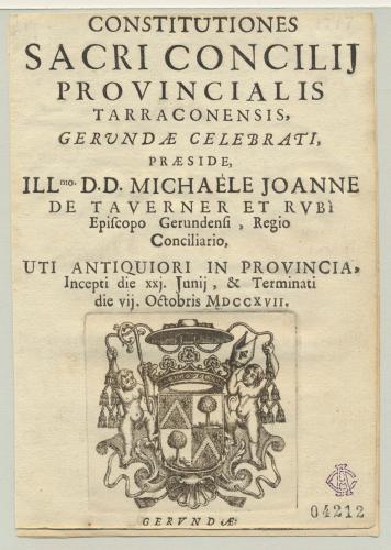 [Escudo de] D. Michaele Joanne de Taverner et Rubí