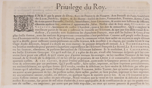 Privilege du Roy