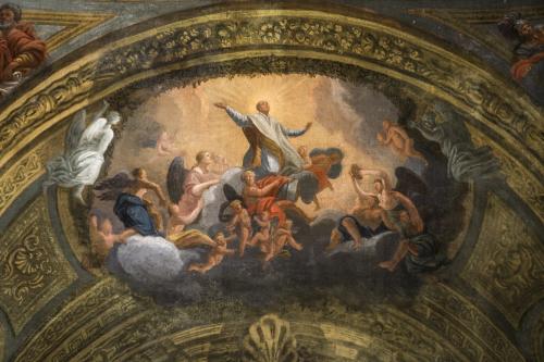 Presentación al público en 1698 de la capilla y el altar de San Ignacio de Loyola, obra de Andrea Pozzo, en el crucero de la Iglesia de “El Gesú” de Roma.